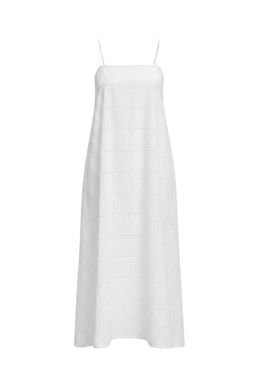 Mora Midi Dress in Handkerchief Broderie White