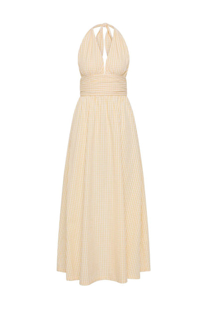 Lido Maxi Dress in Butter Textured Gingham