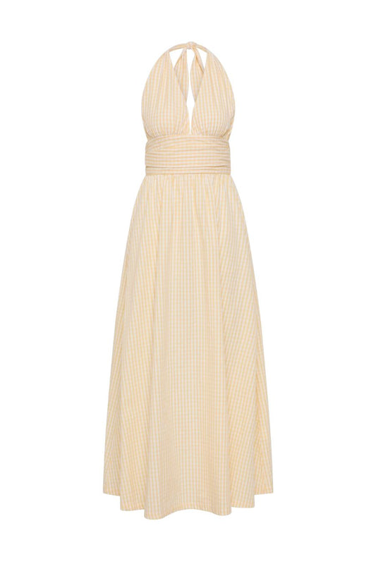 Lido Maxi Dress in Butter Textured Gingham
