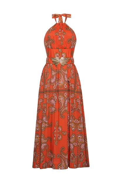 Dena Dress in Sierra Paisley Orange
