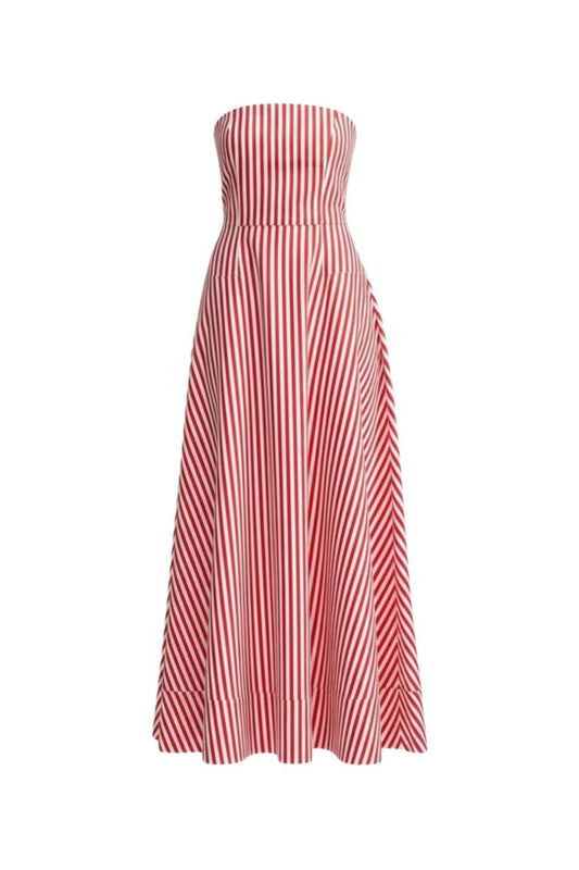 Slone Denim Dress in Ruby Antique Stripe
