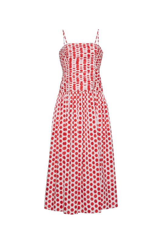 Rahi Midi Dress in Celeste Spot Red