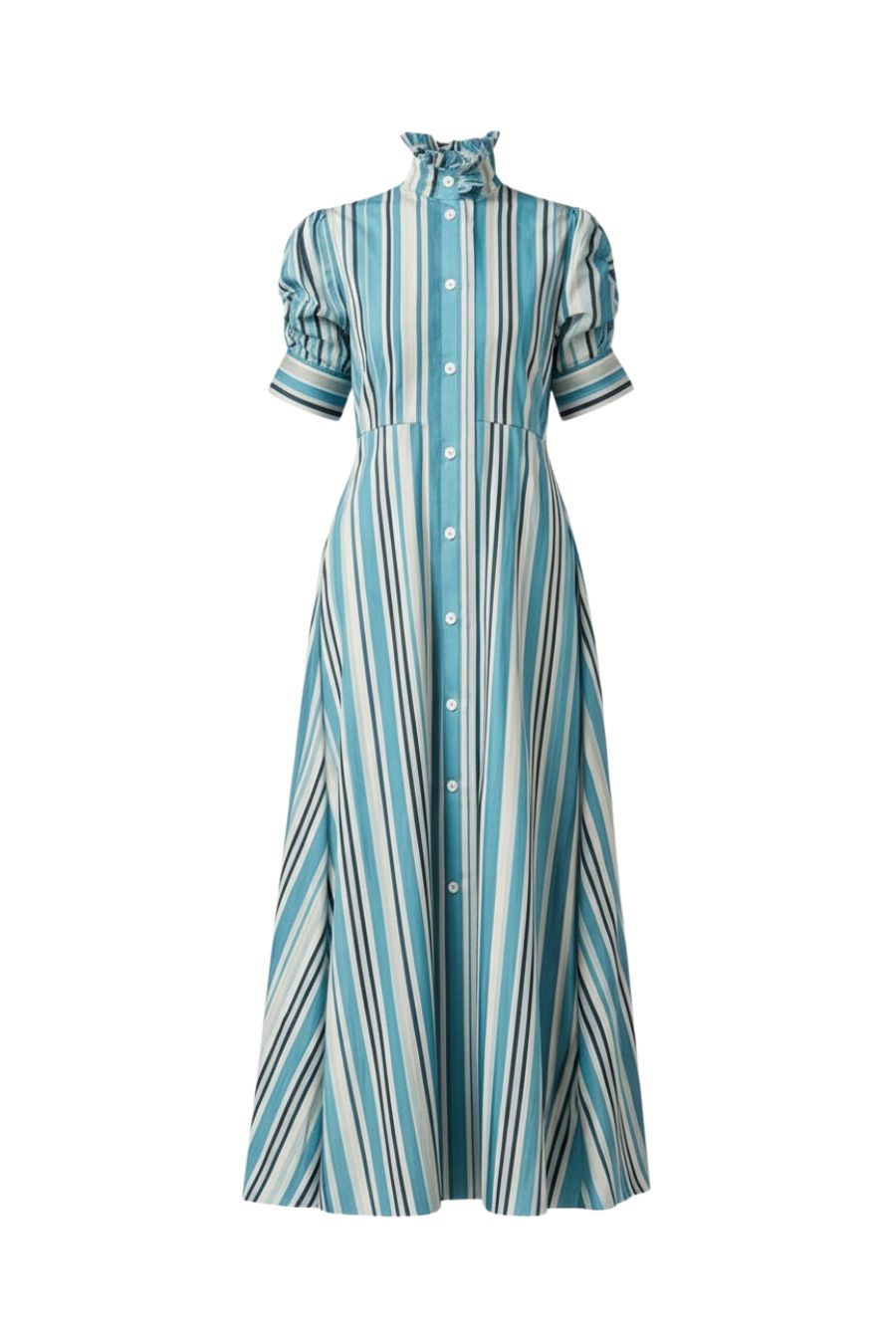 Venetia Dress in Lagoon/White