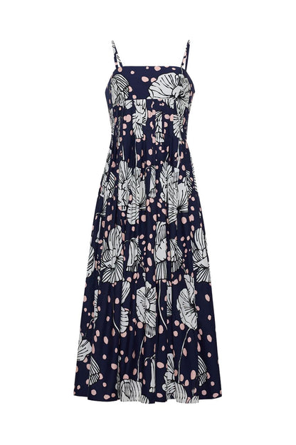 Sea Island Dress in Dotted Flora Navy Bunny and Babe Winnetka Sea Island Dress in Dotted Flora Navy Bunny and Babe Winnetka
