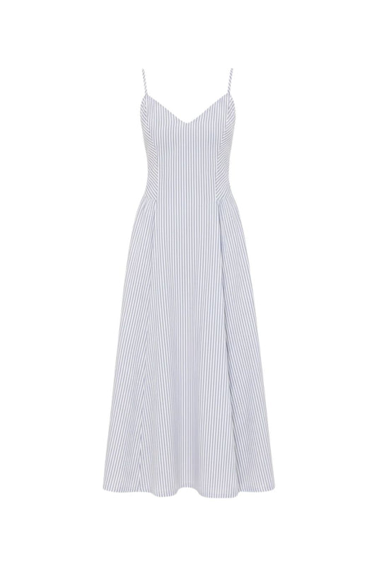 blue and white bardot dress Blue Aggie Bardot Dress