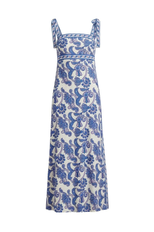 Tali Dress in Brocade Azul