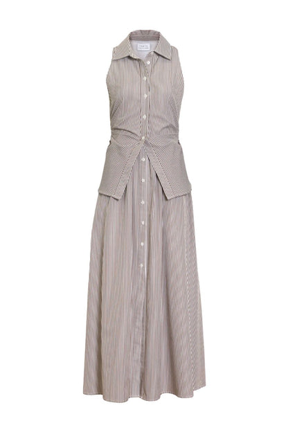 Hannah Dress in Acorn/Optic White