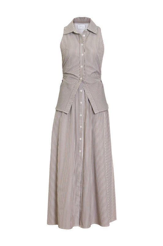 Hannah Dress in Acorn/Optic White