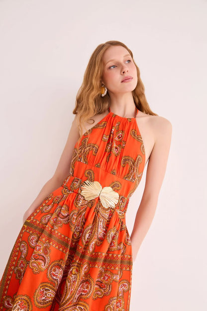 Dena Dress in Sierra Paisley Orange