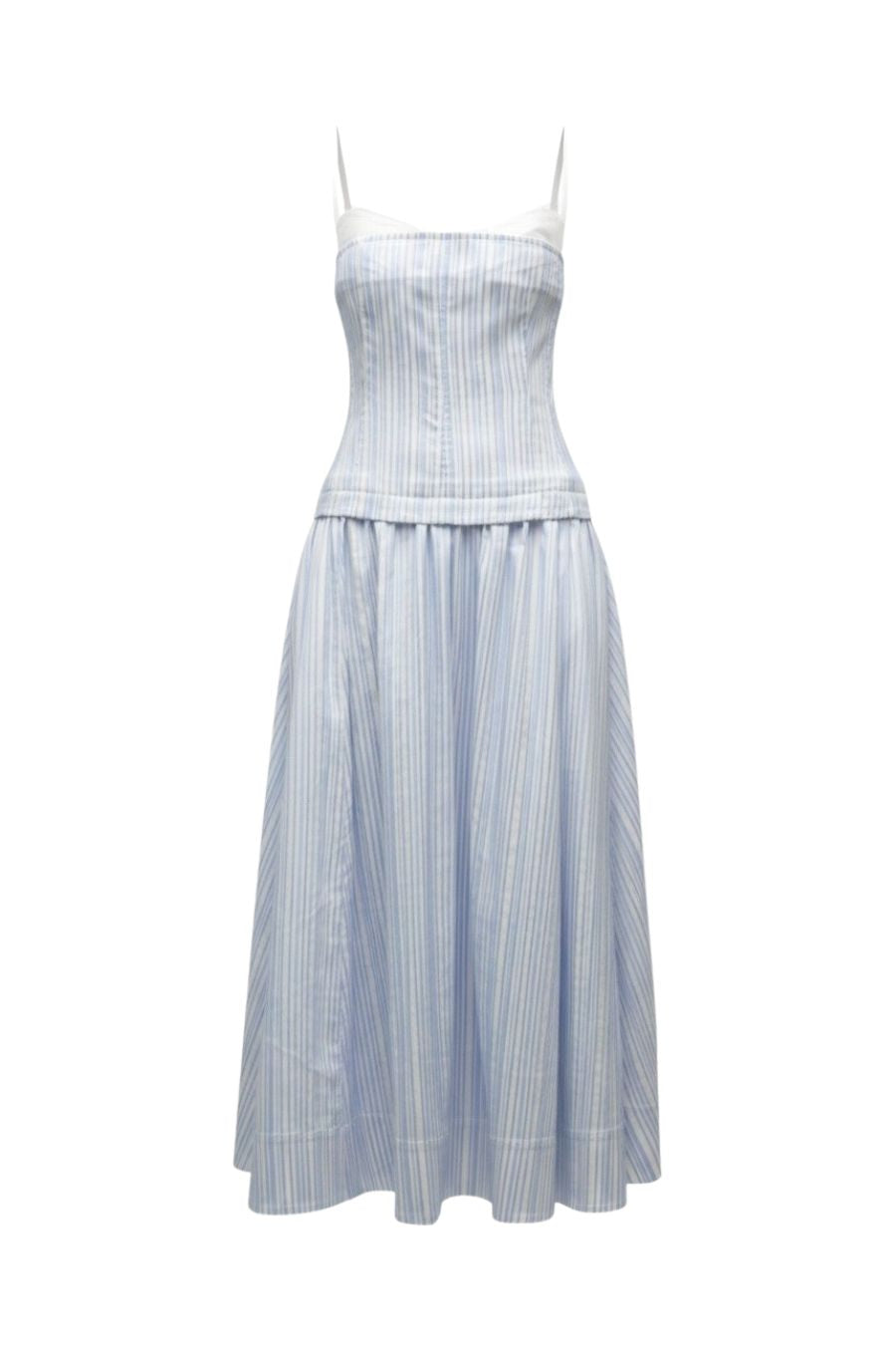 Quinlin Midi Dress in Blue Stripe