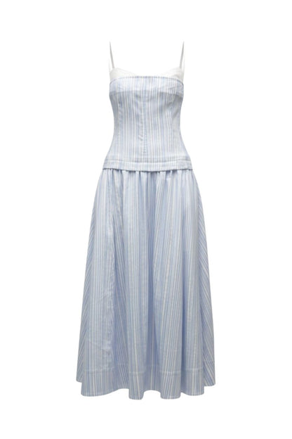Quinlin Midi Dress in Blue Stripe