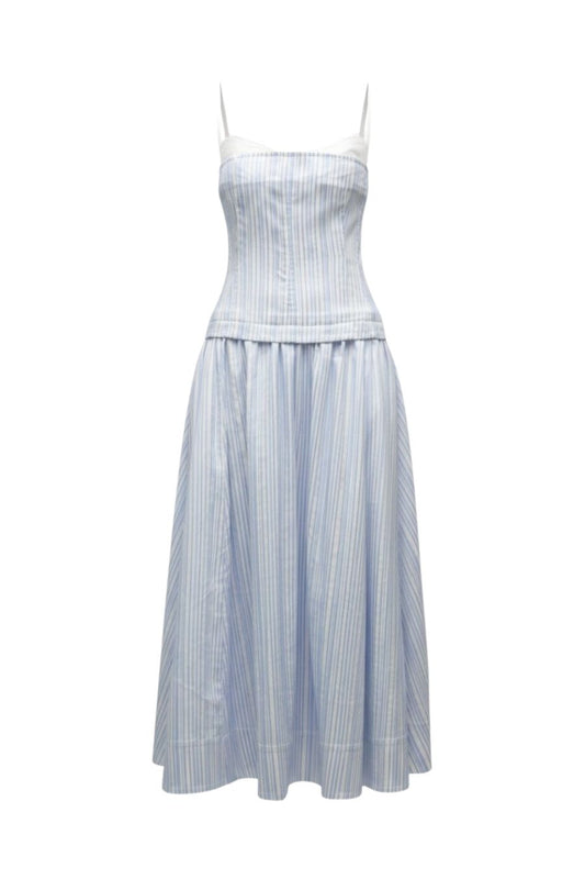 Quinlin Midi Dress in Blue Stripe