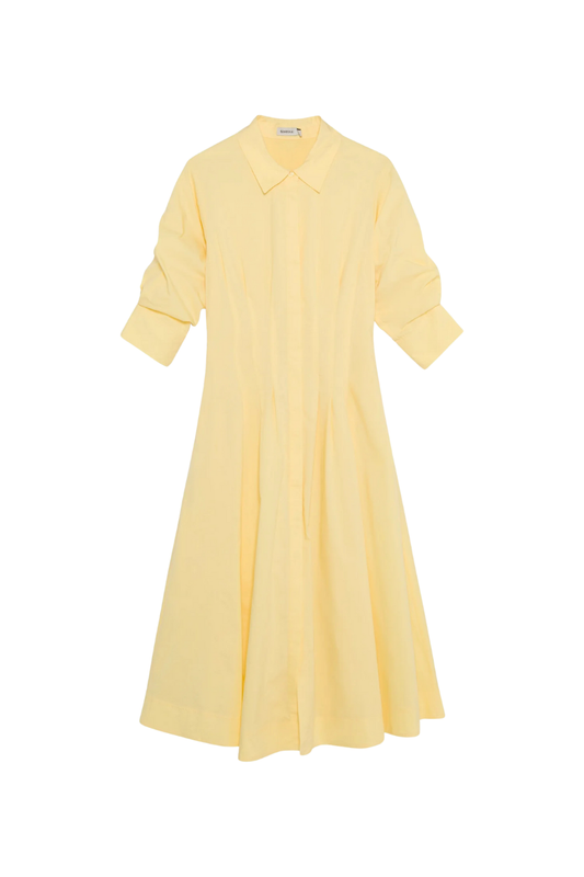 Jazz Pintuck Midi Dress in Buttercream