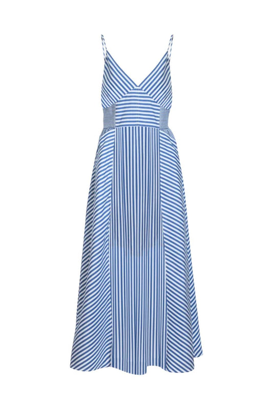 Vivien Dress in Optic White/French Blue