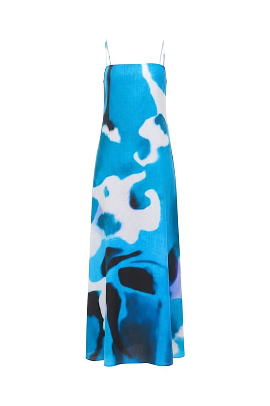 Laura Linen Dress in Blue Haze