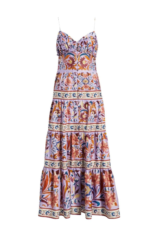 Flower Tiles Sleeveless Maxi Dress in Lilac