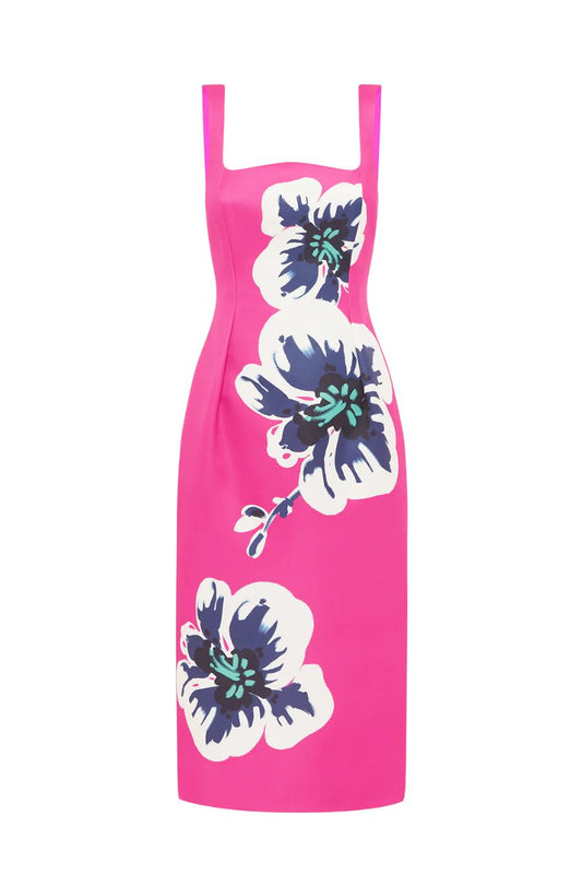Larissa Midi Dress in Orchid Print