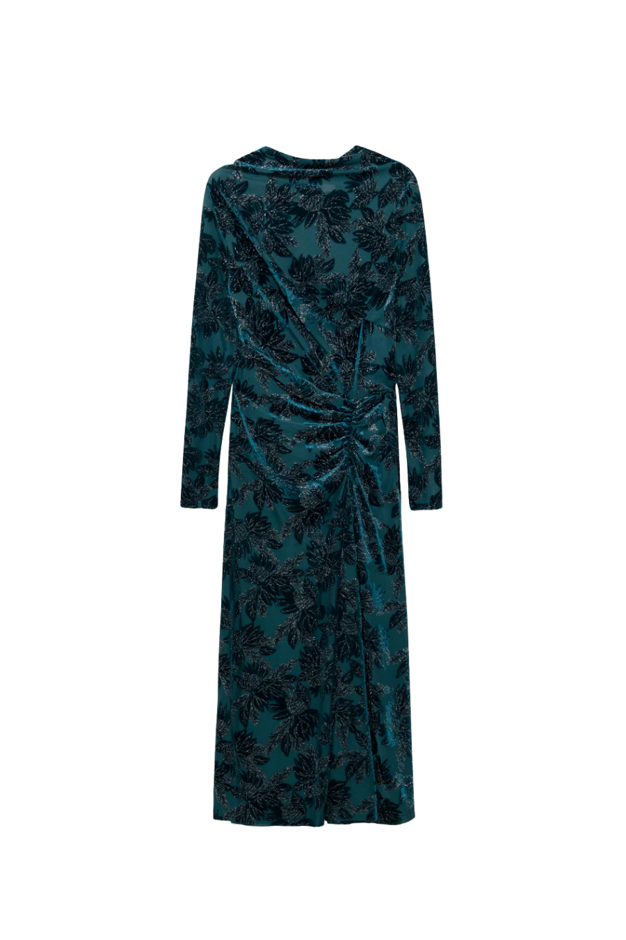Ferrera Floral Velvet Midi Dress in Petrol