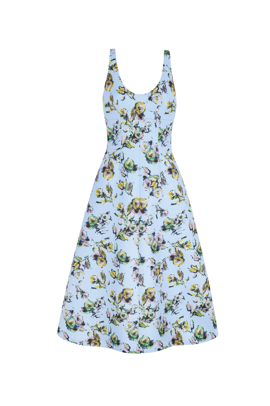 Abella Dress In Yellow & Green Floral Print Genzianella
