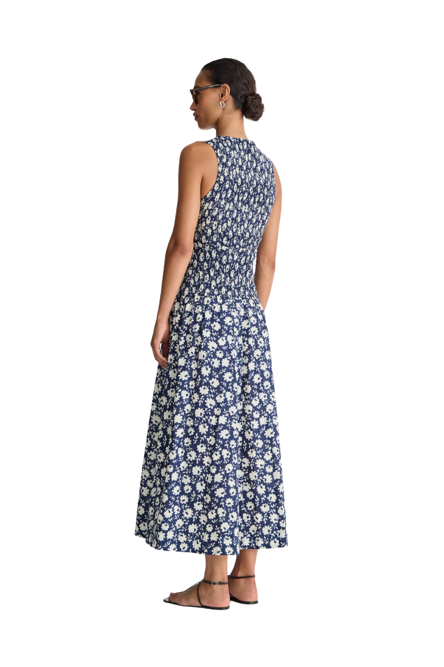 Siempre Tank Maxi Dress in Navy Floral Stamp