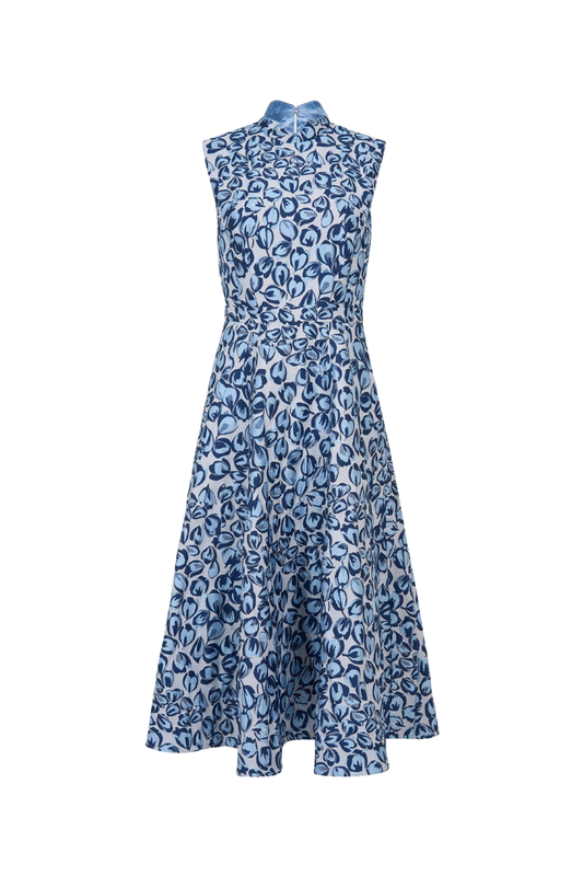 Flora Dress in Porcelain Blues