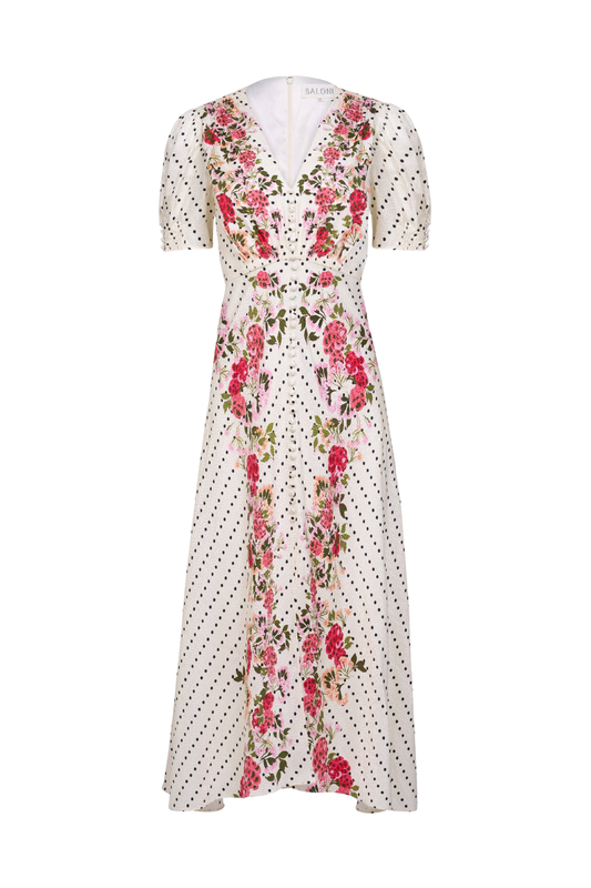 Lea Long Dress in Rouge Polka Dot