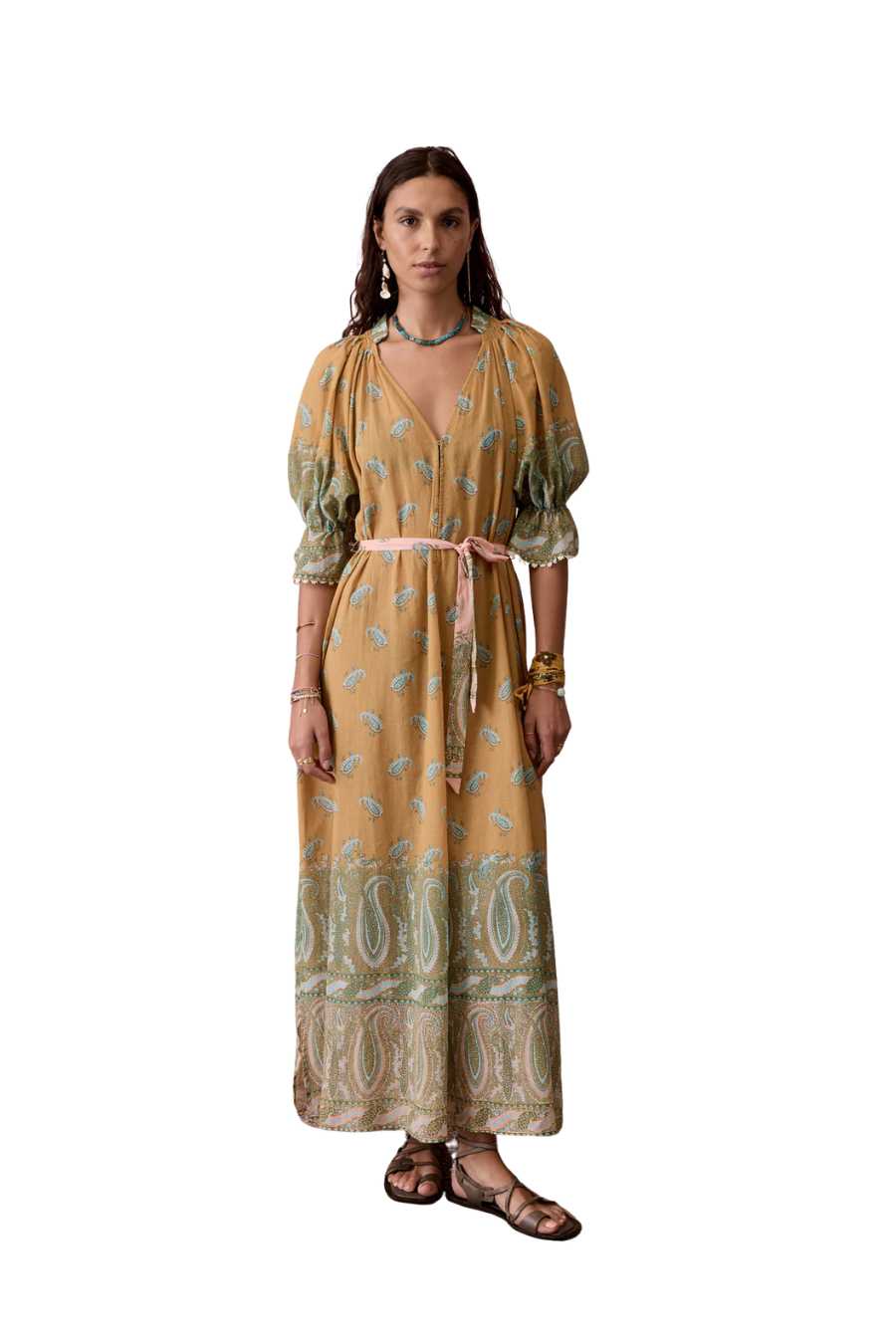 Lucent Maxi Smock Dress in Amber