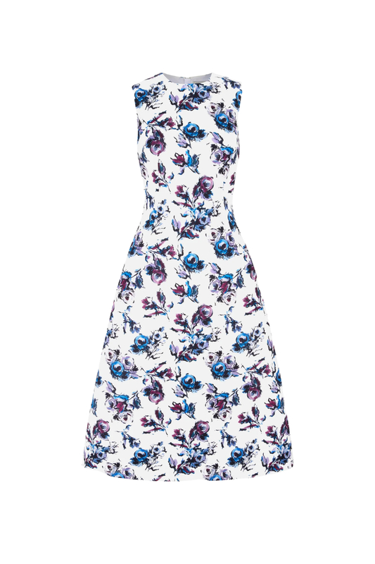 Rumi Dress In Purple & Blue Floral Print Genzianella