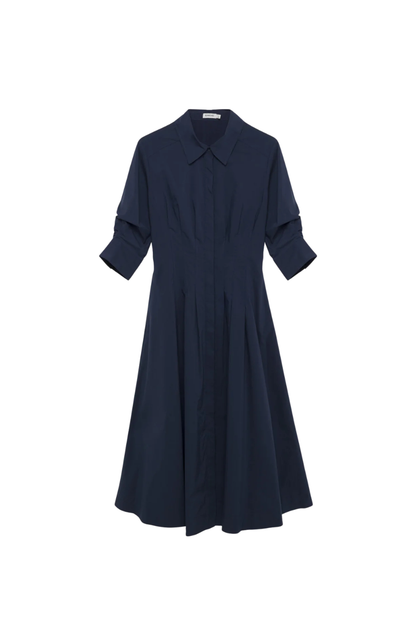 Jazz Pintuck Midi Dress in Midnight