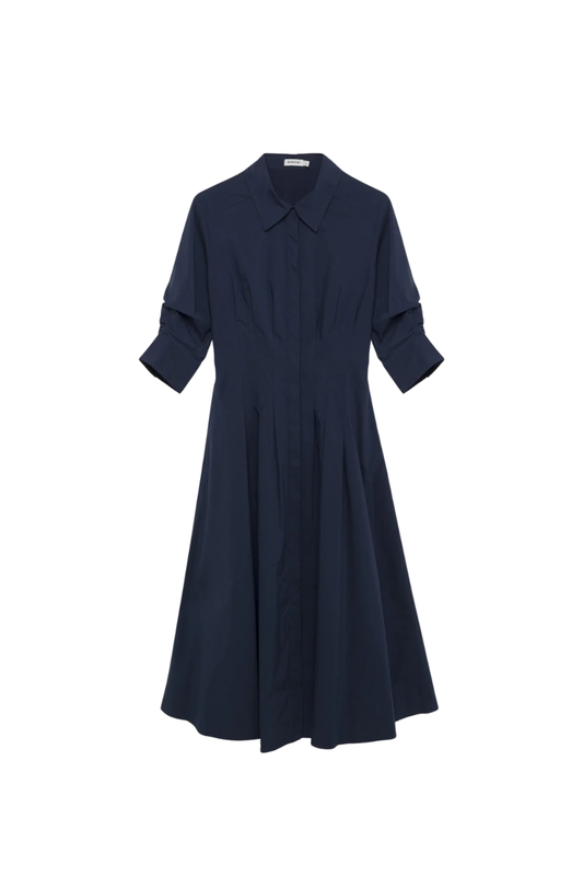 Jazz Pintuck Midi Dress in Midnight