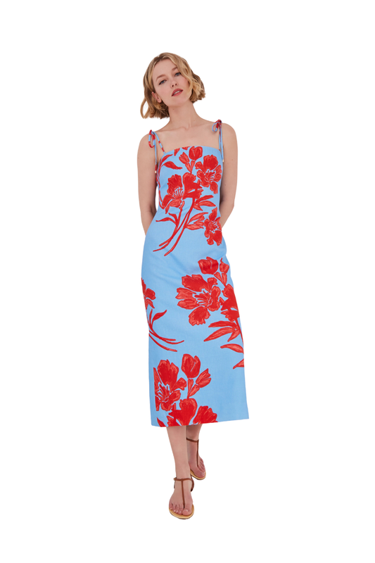 Chelsea Dress in Flora Shadow Sky