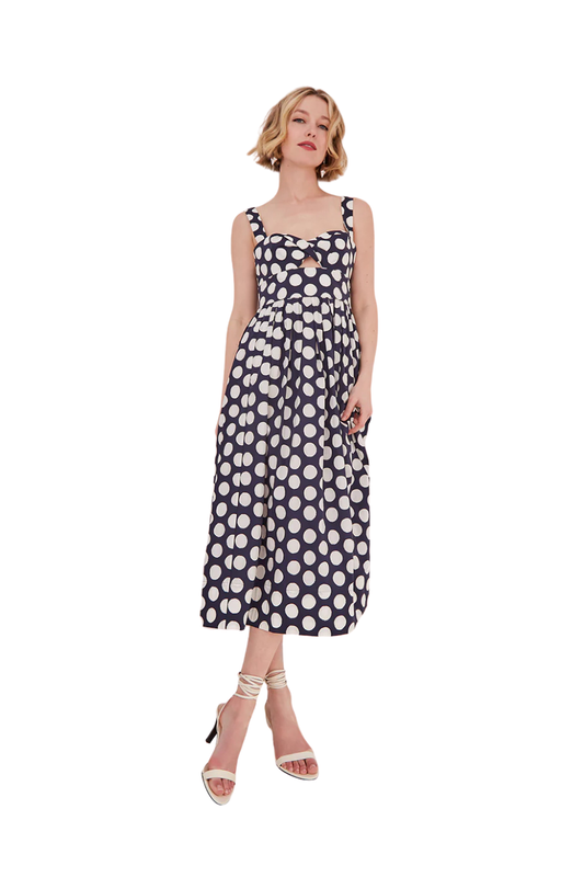 Clover Dress in Celeste Navy Dot