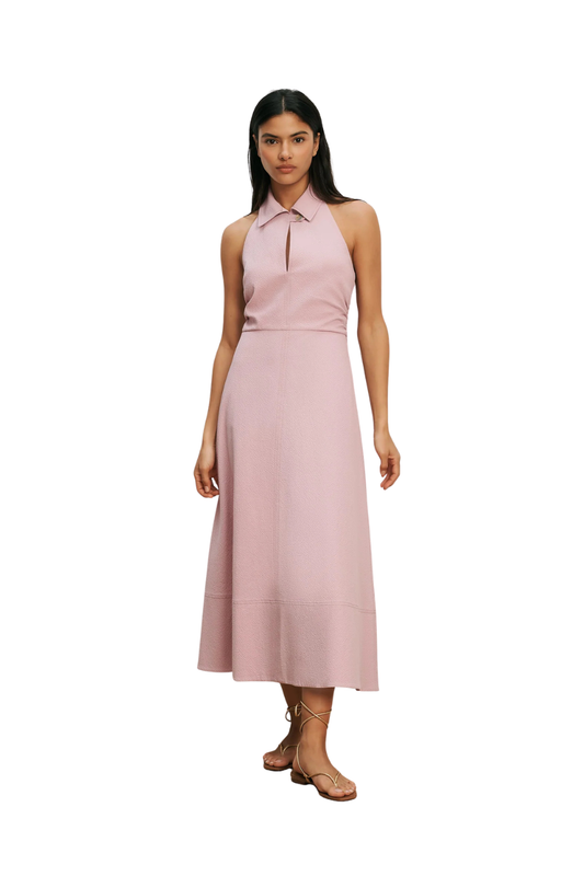 Mackey Seersucker Halter Midi Dress