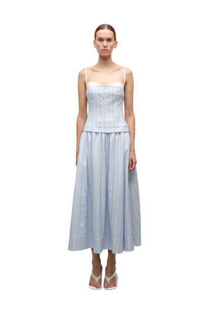 Quinlin Midi Dress in Blue Stripe