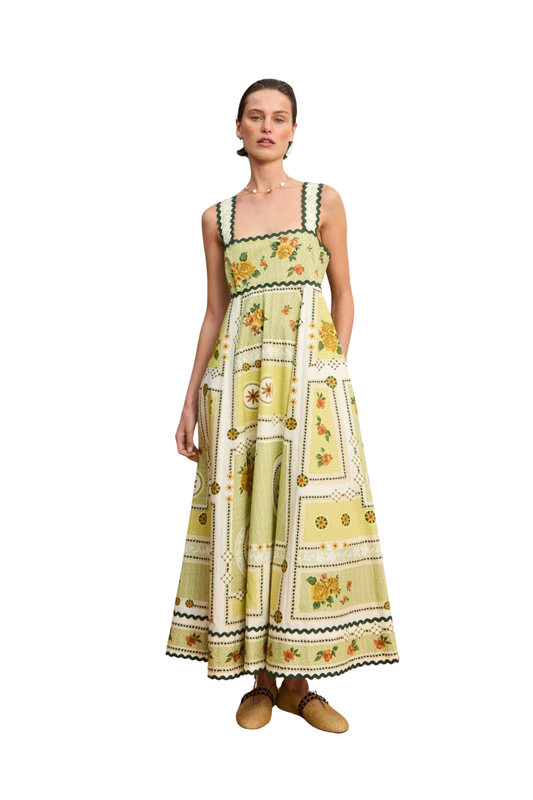 Dixie Cotton Midi Dress in Citrus