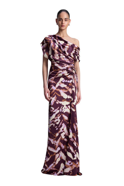 Poppy Satin Gown in Plum/Violet