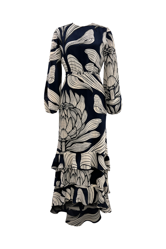 Un Romance Maxi in Blue Floral Mosaique