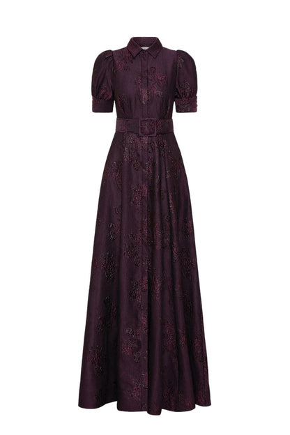 Afina Short Sleeve Gown in Blackberry Bunny and Babe Winnetka Afina Short Sleeve Gown in Blackberry Bunny and Babe Winnetka
