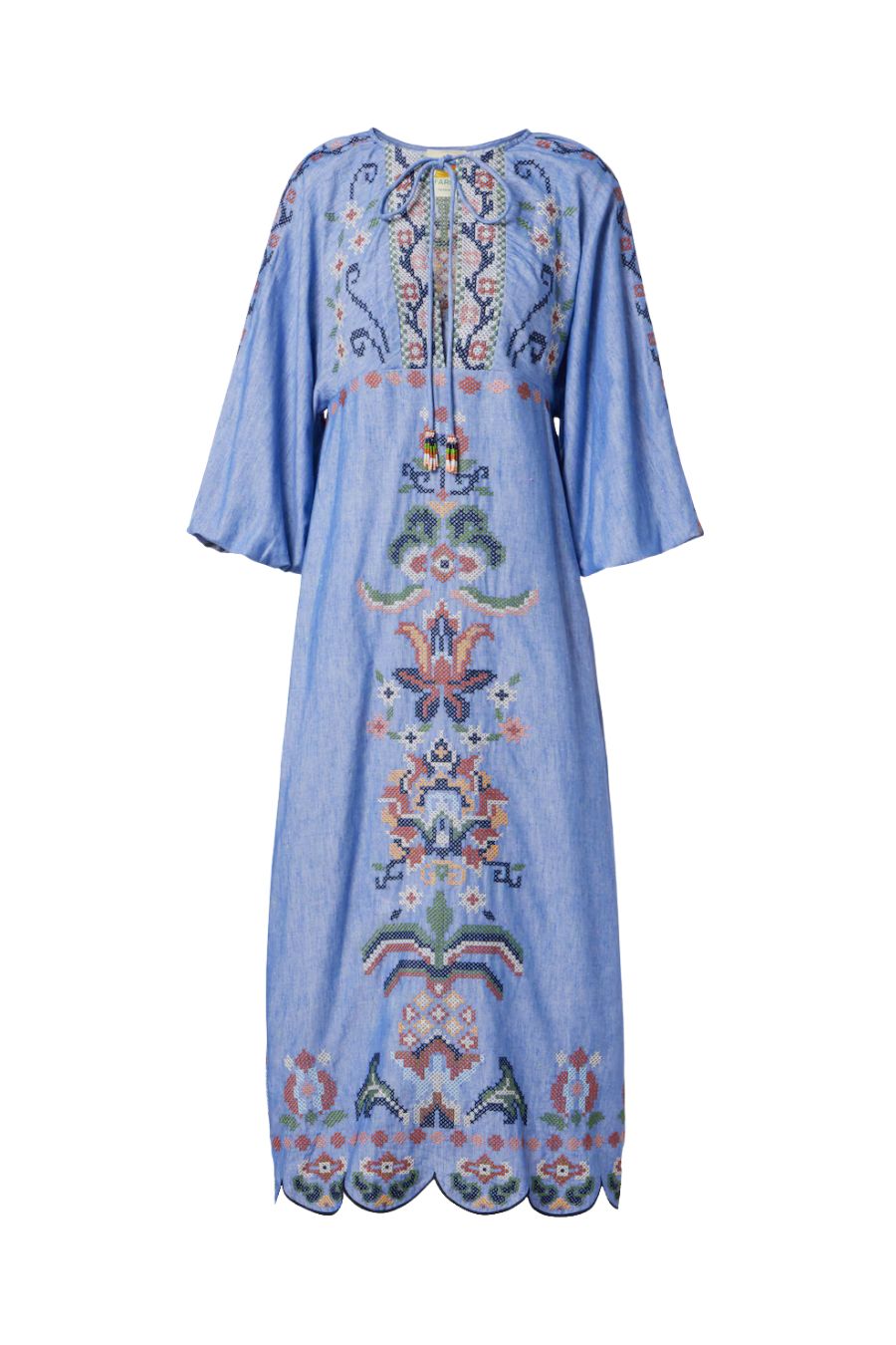 Garden Tapestry Midi Dress in Blue