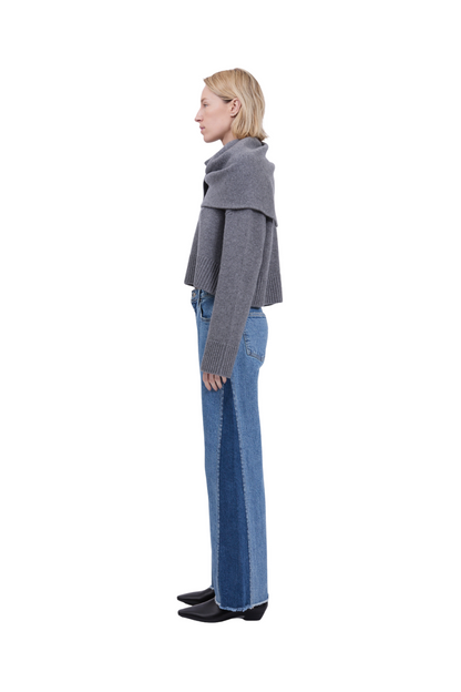 Elson Wool Cashmere Scarf Sweater in Heather Grey
