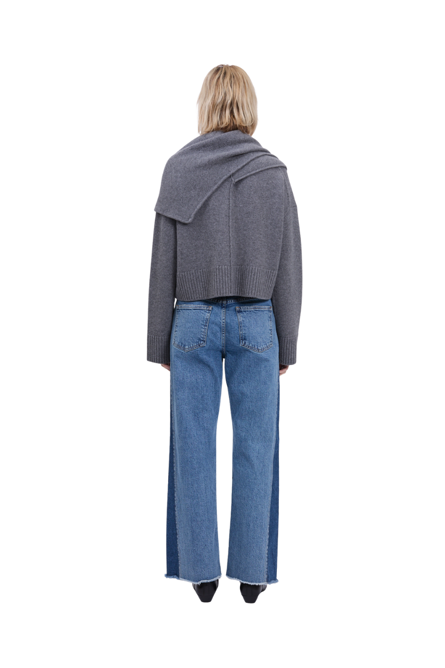 Elson Wool Cashmere Scarf Sweater in Heather Grey
