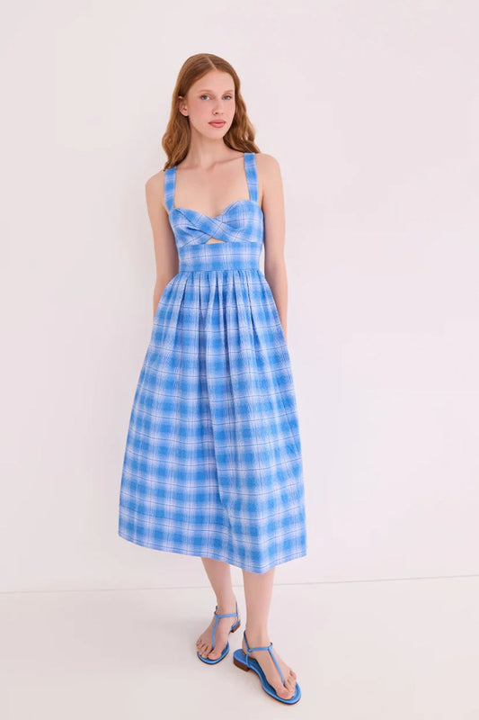 Clover Dress in Blue Plaid