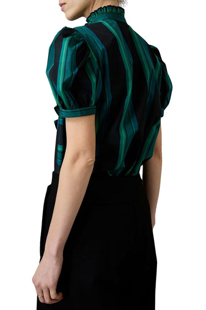 Bibiana Blouse in Ghost Tartan Green