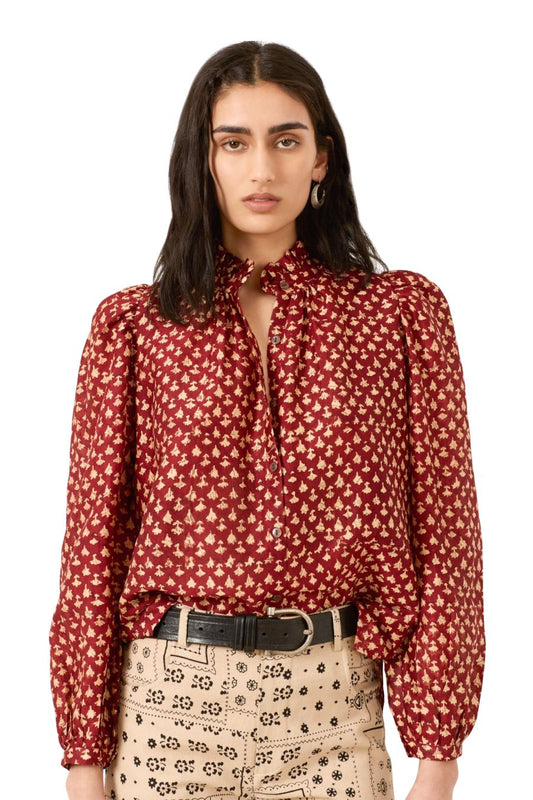Annabel Mahogany Bhutti Shirt in Red