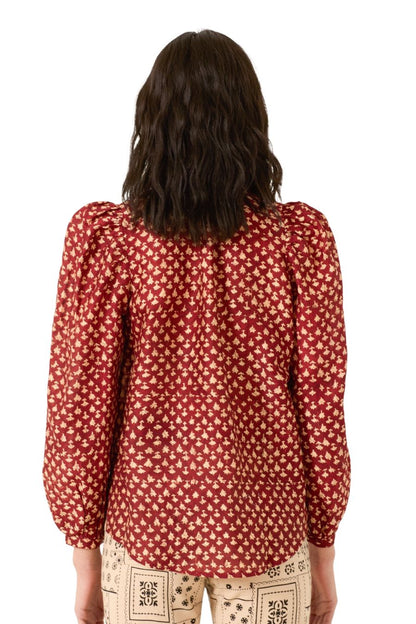 Annabel Mahogany Bhutti Shirt in Red
