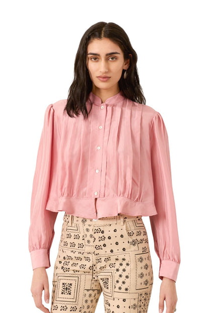Ryland Desert Rose Silk Shirt in Pink