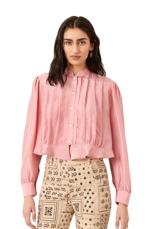 Ryland Desert Rose Silk Shirt in Pink