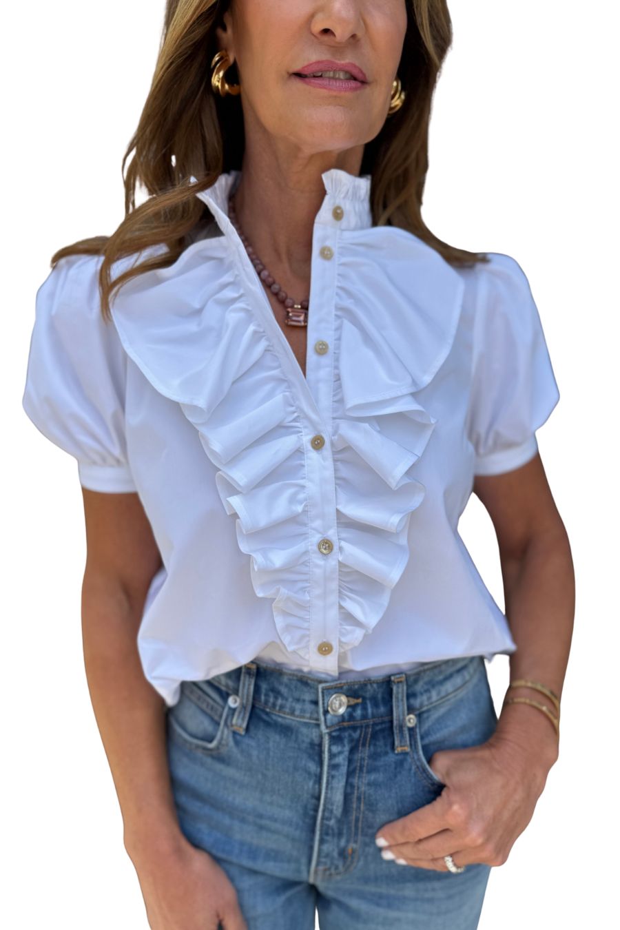 Bibiana Blouse in White Poplin