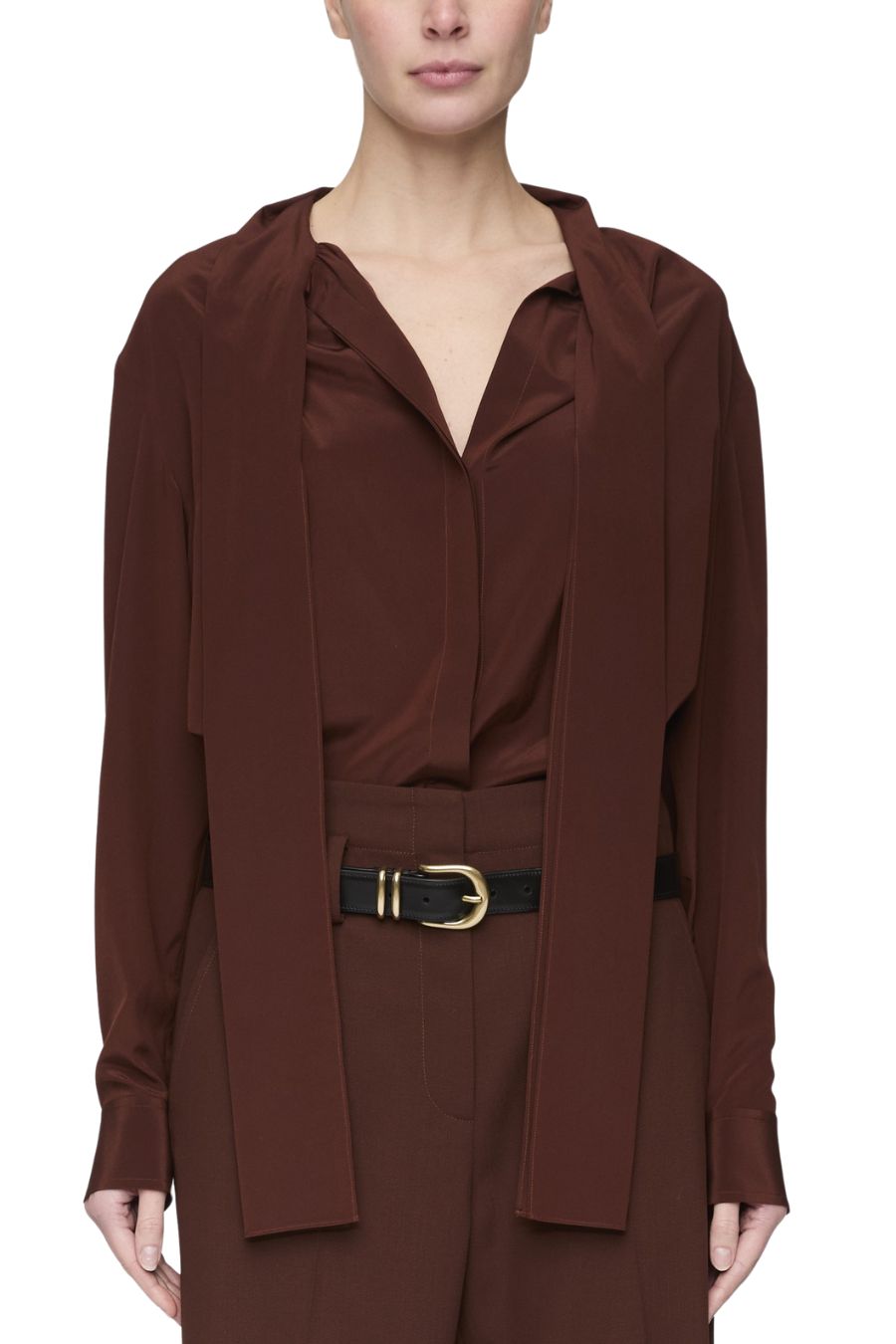 Vivi Silk Top in Brunette