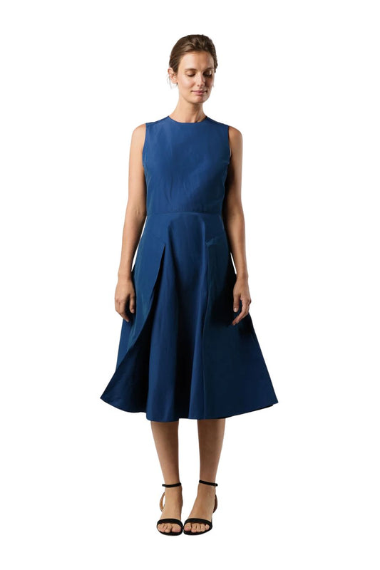 Arielle Dress in Petrol Nylon Faille